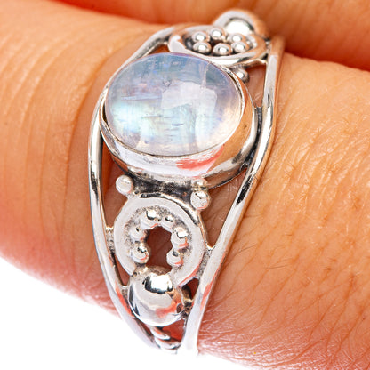 Rainbow Moonstone Dainty Ring Size 9 (925 Sterling Silver) R145806