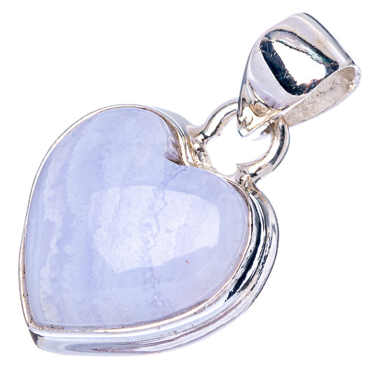 Blue Lace Agate Heart Pendant 1" (925 Sterling Silver) P42430