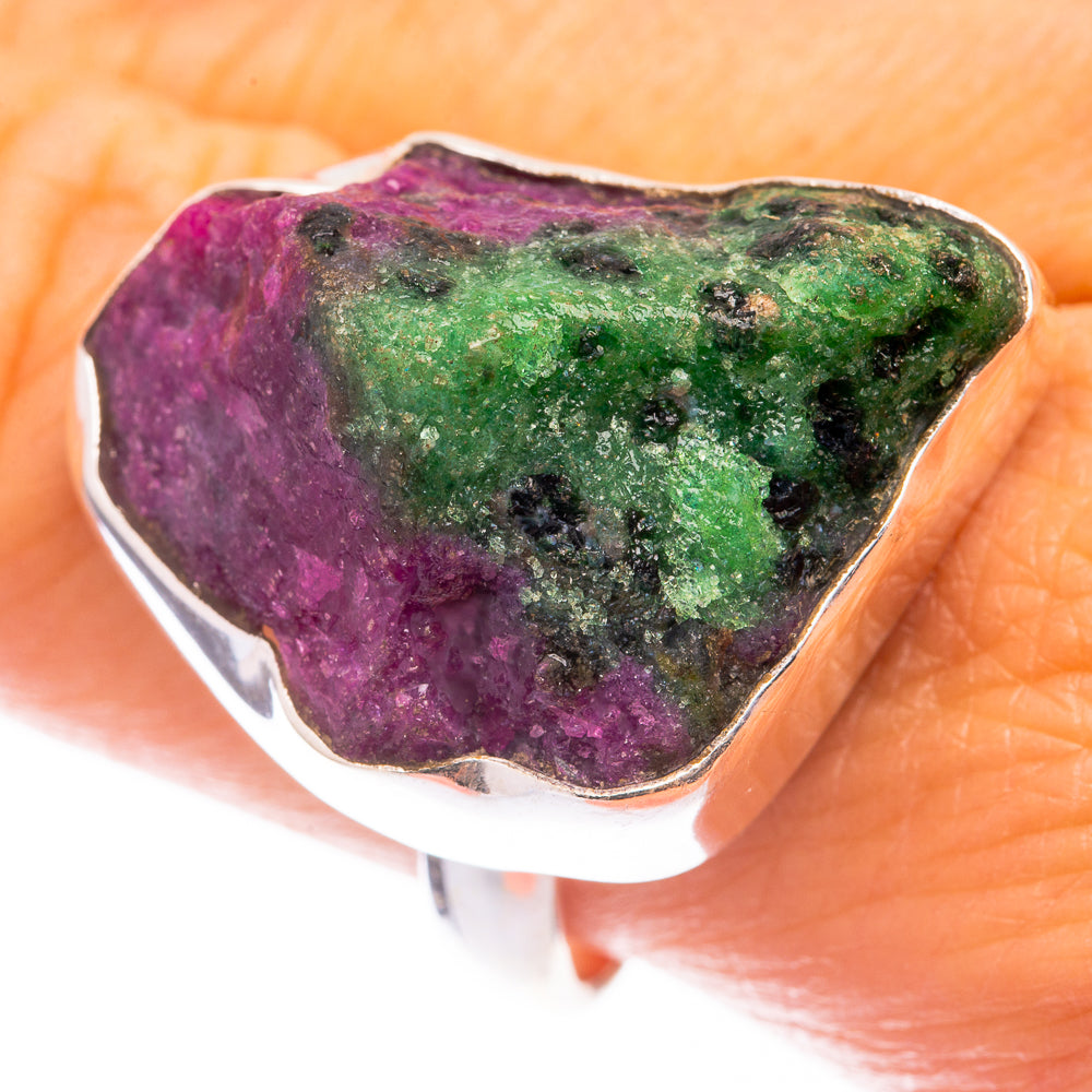 Large Raw Ruby Zoisite Ring Size 10 (925 Sterling Silver) R141622