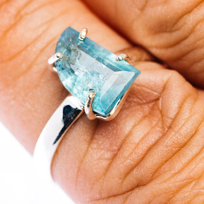 Faceted Paraiba Kyanite Ring Size 7.75 (.925 Sterling Silver)