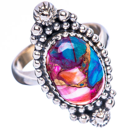 Kingman Pink Dahlia Turquoise Ring Size 7 (925 Sterling Silver) R3979