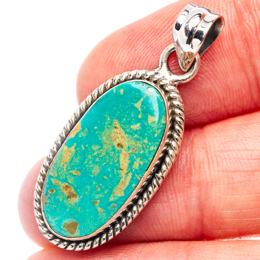 Royston turquoise oval pendant with sterling silver rope border and jump ring