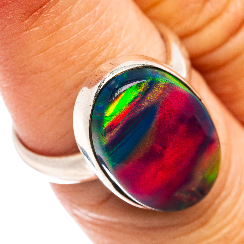 Premium Aurora Opal Ring Size 6.75 (.925 Sterling Silver)