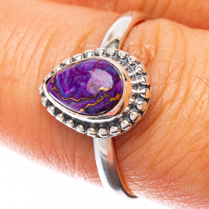 Purple Copper Composite Turquoise Dainty Ring Size 8 (925 Sterling Silver) R145056