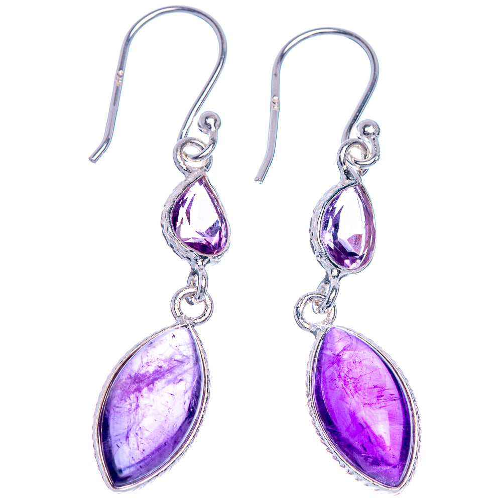 Amethyst Earrings 1 3/4" (925 Sterling Silver) E433515
