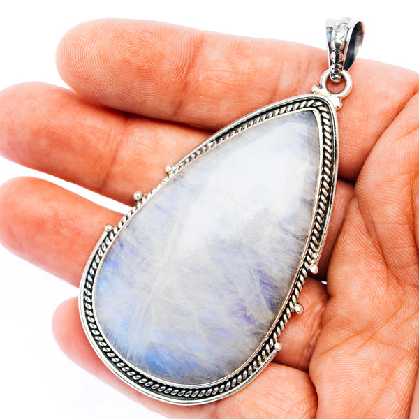 Rainbow Moonstone Pendant 3 1/8" (.925 Sterling Silver)