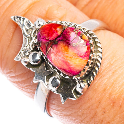 Pink Dahlia Mohave Turquoise Moon Star Ring Size 8 (.925 Sterling Silver)