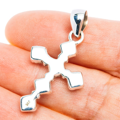 Southwestern Style Cotton Candy Turquoise Cross Pendant 1 5/8" (.925 Sterling Silver)