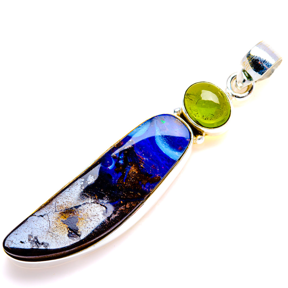 Australian Boulder Opal, Peridot Pendant 2 1/4" (925 Sterling Silver) PD38146