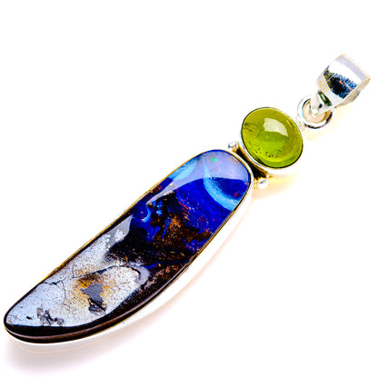Australian Boulder Opal, Peridot Pendant 2 1/4" (925 Sterling Silver) PD38146