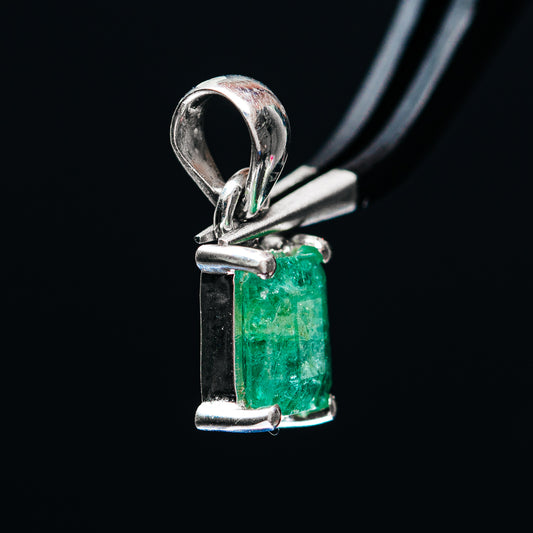 Premium Faceted Zambian Emerald Pendant 5/8" (.925 Sterling Silver)