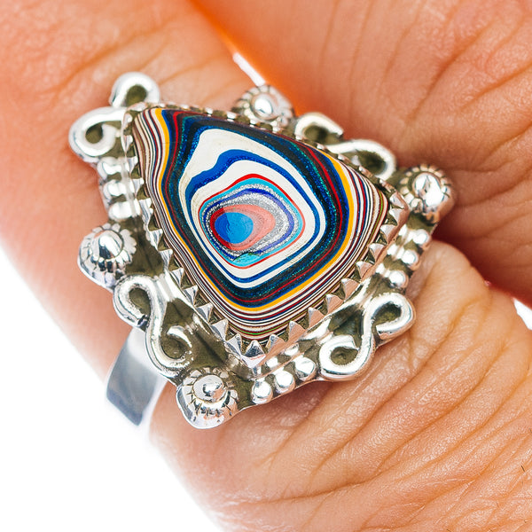 Premium Fordite Ring Size 7 (.925 Sterling Silver)