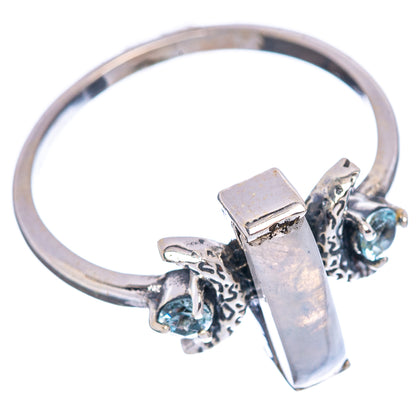 Rainbow Moonstone, Blue Topaz Moon Ring Size 8.75 (.925 Sterling Silver)