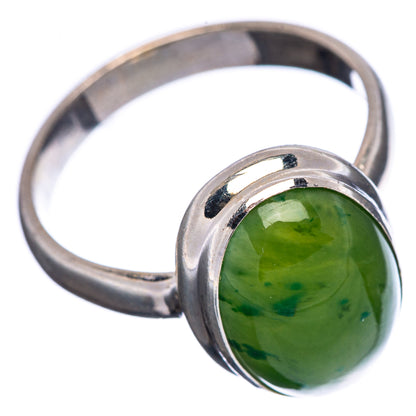 Nephrite Jade Ring Size 7.5 (.925 Sterling Silver)