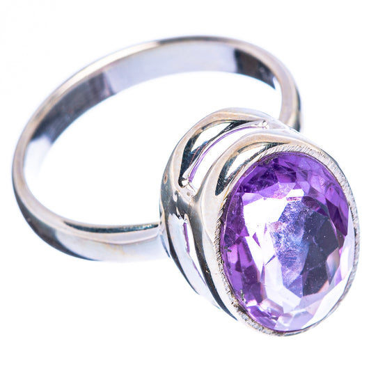 Faceted Amethyst Ring Size 6.75 (925 Sterling Silver) R4587