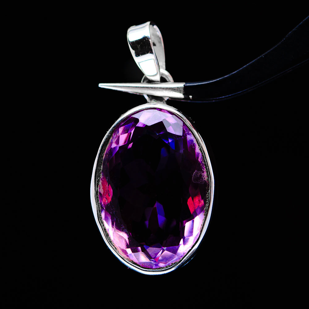15.37ct Premium Faceted Amethyst Pendant 1" (.925 Sterling Silver)