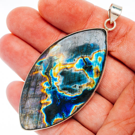 Premium Spectrolite Pendant 2 7/8" (.925 Sterling Silver)