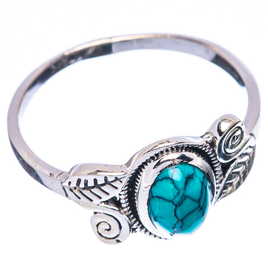 Tibetan Turquoise Leaf 925 Sterling Silver Ring Size 7.75 (925 Sterling Silver) R5318