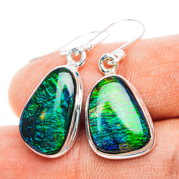 Premium Canadian Ammolite Earrings 1 3/8" (.925 Sterling Silver)