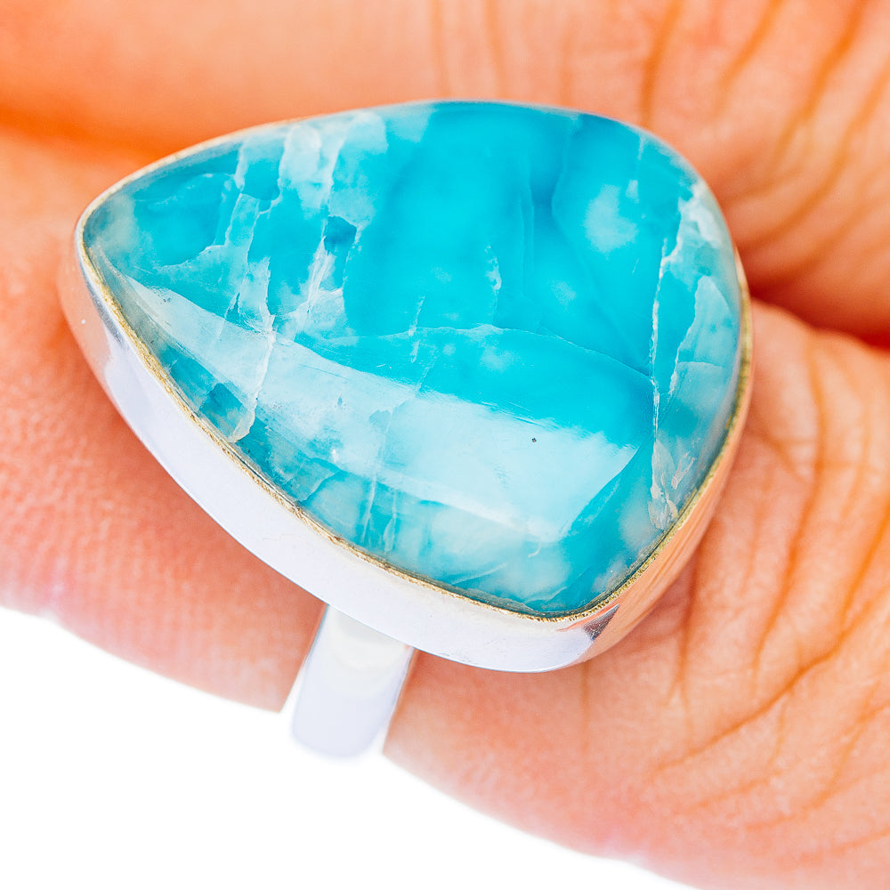 Premium Larimar Ring Size 7.25 Adjustable (.925 Sterling Silver)