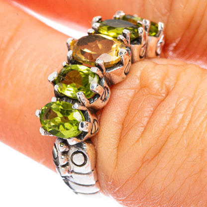 Faceted Citrine, Peridot Ring Size 6.5 (925 Sterling Silver) R3150