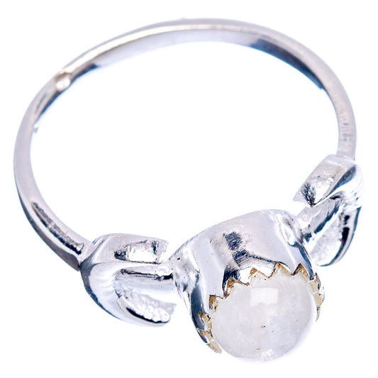 925 sterling silver dainty ring with round opalescent moonstone and openwork band