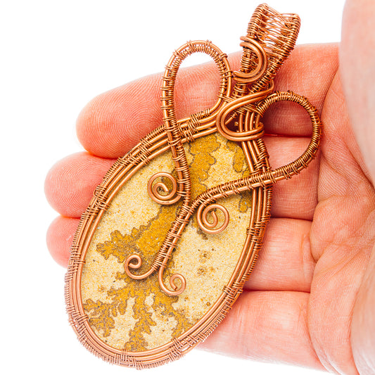 Psilomelane Dendrite Wire Wrap Pendant 3 3/8" (Copper)