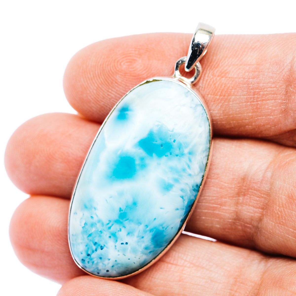 Larimar Pendant 1 3/4" (.925 Sterling Silver)
