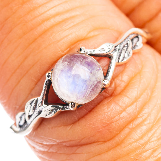 Dainty sterling silver moonstone ring with oval lavender cabochon and ornate split band