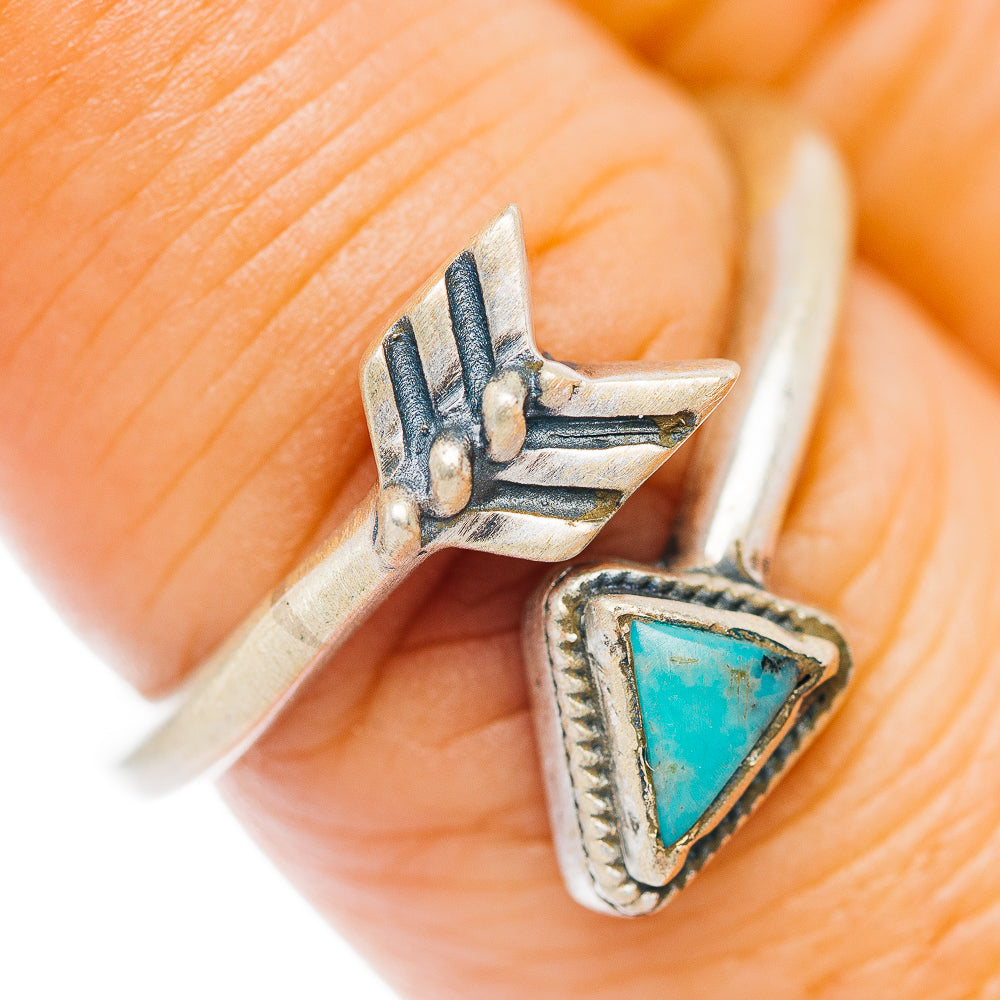 Mojave Turquoise Arrow Ring Size 7 Adjustable (.925 Sterling Silver)