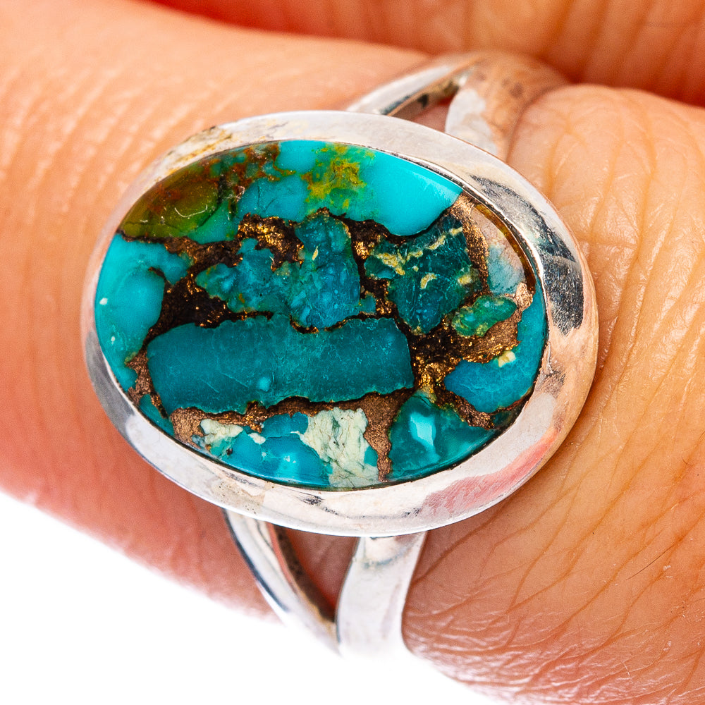 Blue Copper Composite Turquoise Ring Size 6.75 (925 Sterling Silver) R146536