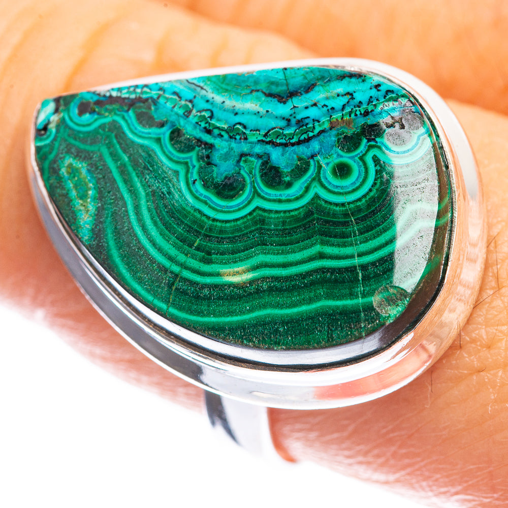 Malachite In Chrysocolla 925 Sterling Silver Ring Size 9