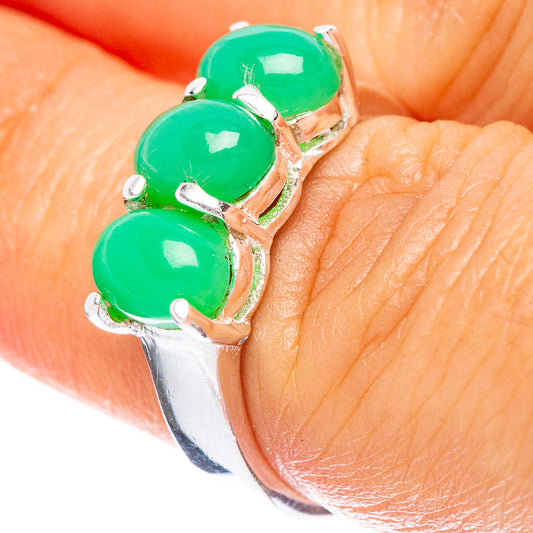 Green Onyx Dainty Ring Size 6.5 (925 Sterling Silver) R5188