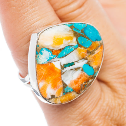 Premium Spiny Oyster Turquoise Ring Size 9.5 (.925 Sterling Silver)