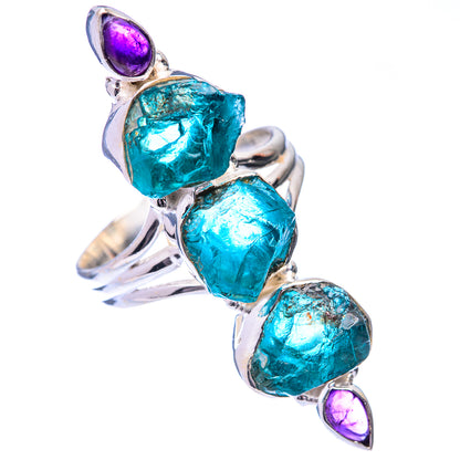 Large Raw Blue Fluorite, Amethyst Ring Size 10.5 (925 Sterling Silver) R140846