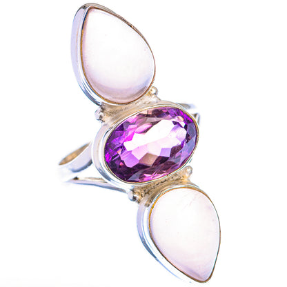 Large Rose Quartz, Amethyst Ring Size 10 (925 Sterling Silver) RING139986