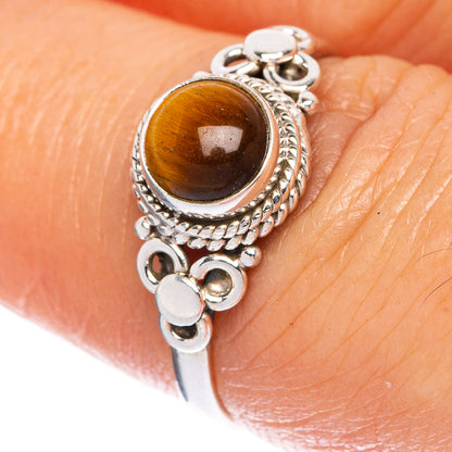 Tiger Eye Dainty Ring Size 6.75 (925 Sterling Silver) R1079