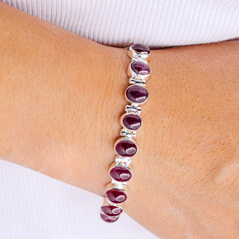 Burmese Ruby Bracelet 5 to 7" (.925 Sterling Silver)