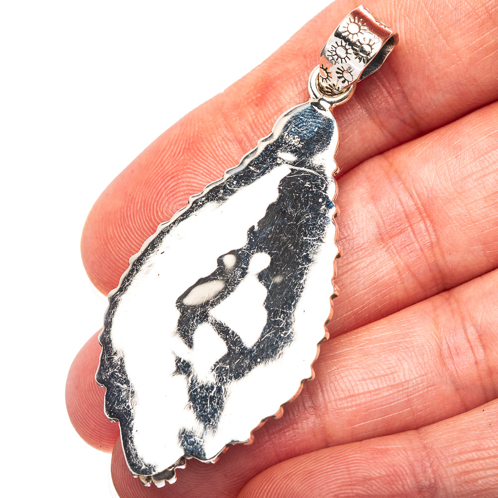 Exclusive Southwestern Style Hubei Turquoise Pendant 2 3/8" (.925 Sterling Silver)