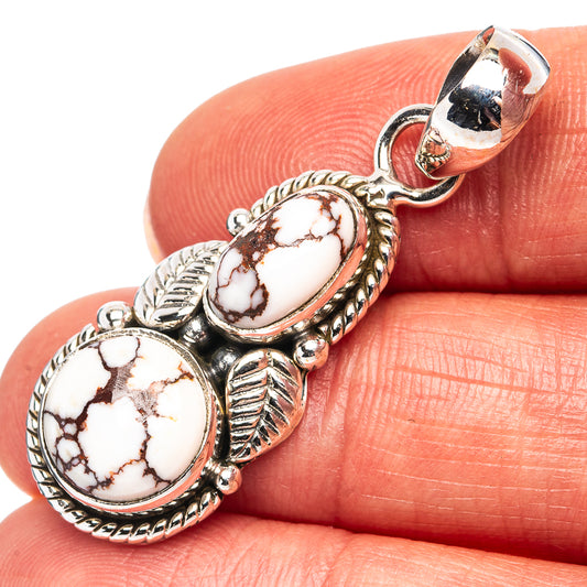 Wild horse jasper oval pendant with silver leaf and beaded settings, hinged bail