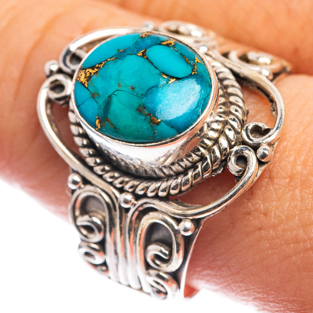 Blue Copper Composite Turquoise Ring Size 10.25 (925 Sterling Silver) RING143264