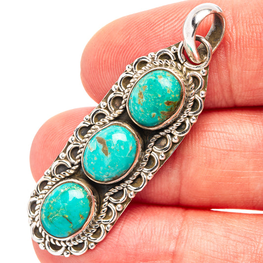 Turquoise pendant charm in .925 sterling silver with three oval cabochons