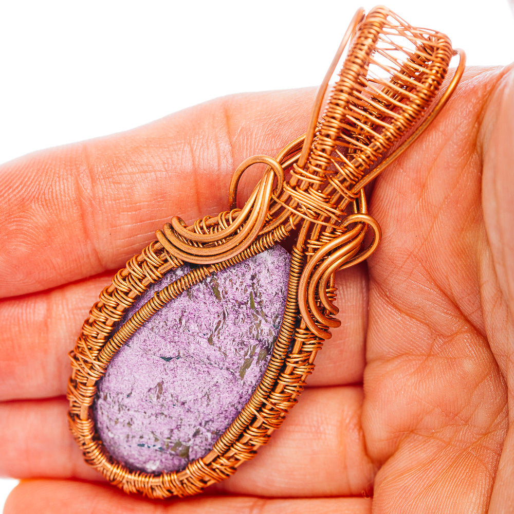 Purpurite Wire Wrap Pendant 2 3/4" (Copper)