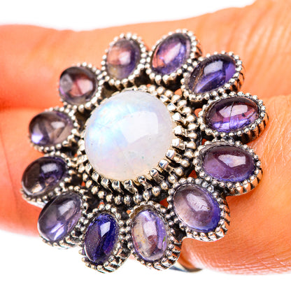 Large Rainbow Moonstone, Tanzanite Ring Size 6.5 (925 Sterling Silver) RING137945