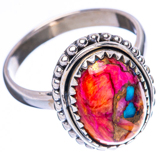Kingman Pink Dahlia Turquoise 925 Sterling Silver Ring Size 8.25 (925 Sterling Silver) R3866