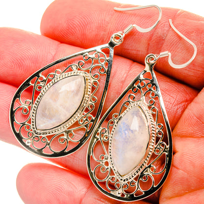 Signature Rainbow Moonstone 925 Sterling Silver Earrings 2 1/4" (925 Sterling Silver) EARR431959