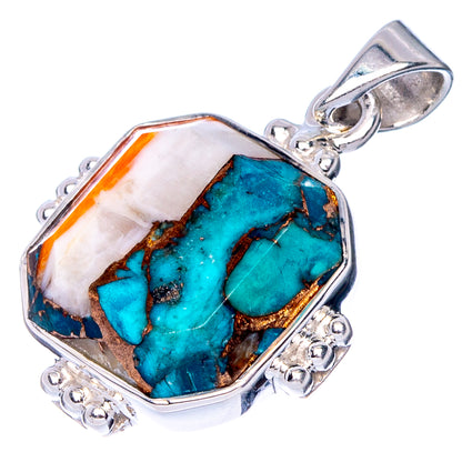 Premium Spiny Oyster Turquoise Pendant 1 1/8" (925 Sterling Silver) P41163