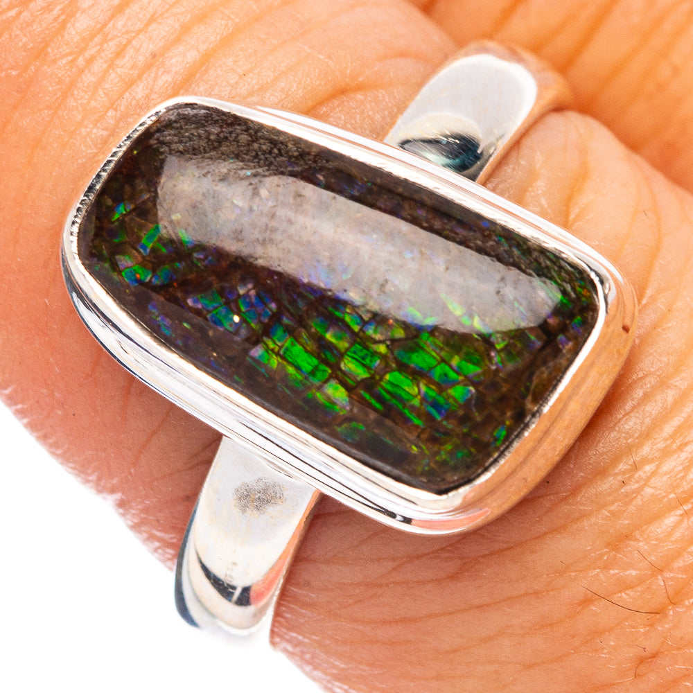 Rare Ammolite Ring Size 8 (925 Sterling Silver) R4993