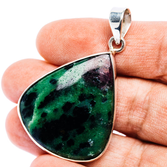 Ruby Zoisite Pendant 2" (.925 Sterling Silver)