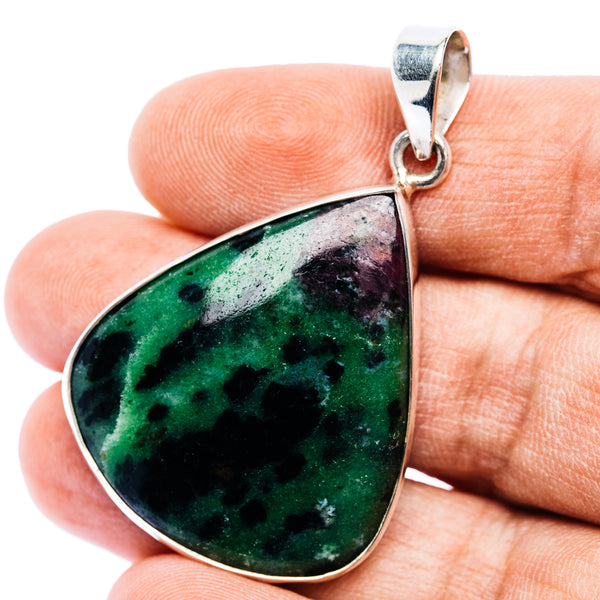 Ruby Zoisite Pendant 2" (.925 Sterling Silver)